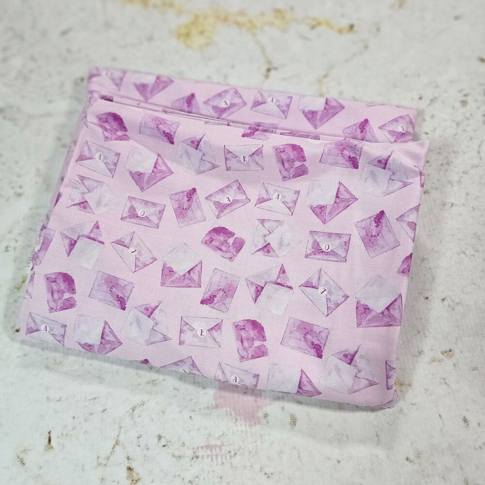 Windham Fabrics Love Letters Pink Envelope Cotton Fabric 1 Yard New
